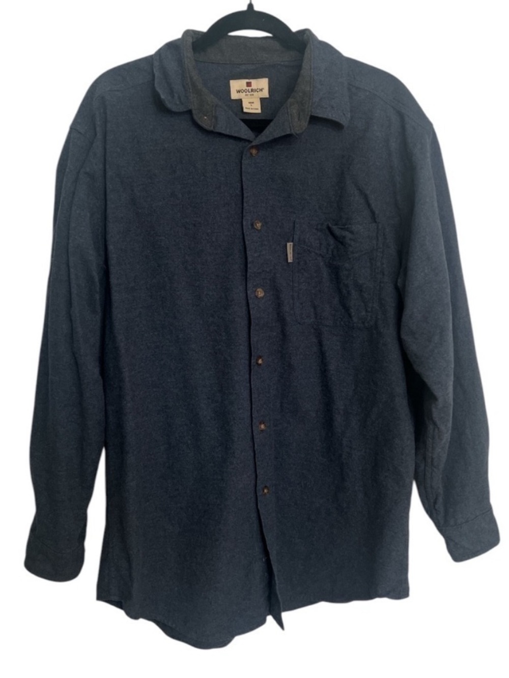 Woolrich Flannel Button Down Shirt Midnight Blue Heather